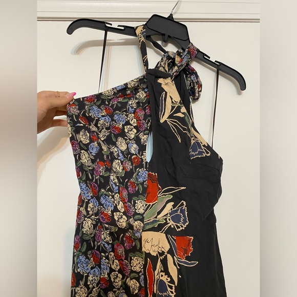 FREE PEOPLE Floral Halter Neck Jumpsuit Size 2 - Picture 4 of 12
